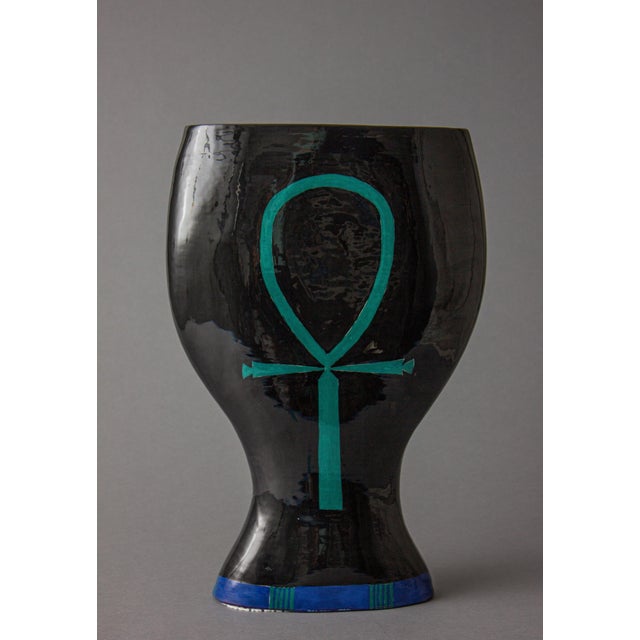 A large hand-painted ceramic vase by Irish artist Gabrielle, featuring the Ancient Egyptian Queen Nefertiti. Hand-crafted...
