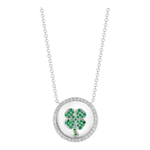 Emerald Four Leave Clover Charm Necklace