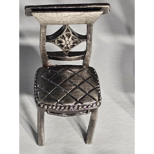 Metal Vintage Set of 16 Figural Pewter Chair Place Card Holders For Sale - Image 7 of 7