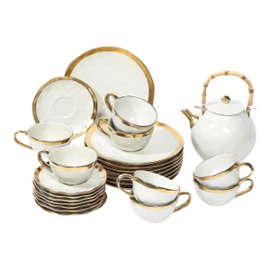 Modernist Porcelain W/Gilt Accents Tea/Coffee Service for 8 by Tania Bulhões