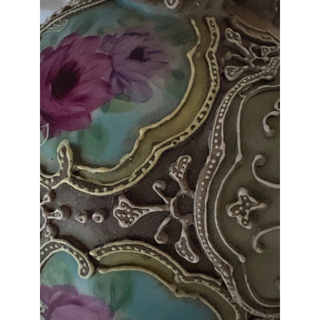 Late 19th C Japanese Double Handles Moriage Porcelain Vase For Sale - Image 12 of 16