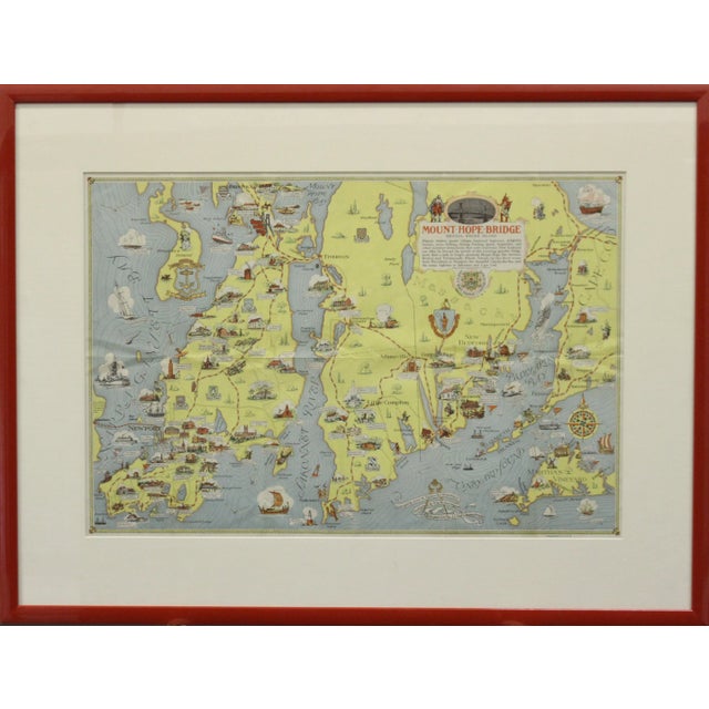 Mount Hope Bridge, Bristol, Rhode Island Map, 1933 For Sale