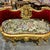 2020s French Style Art Bench Small Settee Vintage Red Velvet Gold Details For Sale - Image 5 of 7
