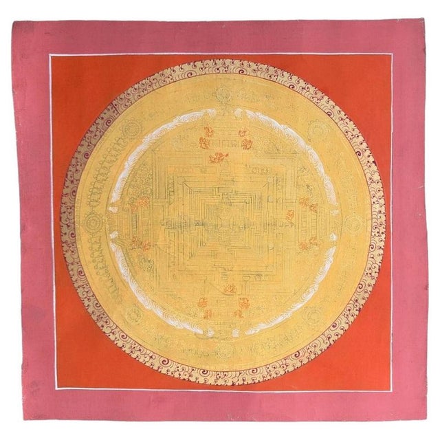 2000 - 2009 Tibetan Kalachakra Mandala Hand-Painted Thangka For Sale - Image 5 of 5