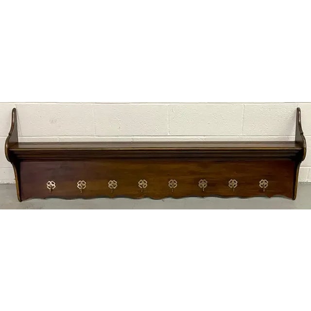 Brown Early 20th Century Antique Irish Mahogany & Brass Hanging Coat /Plate Rack or Kitchen Rack For Sale - Image 8 of 13