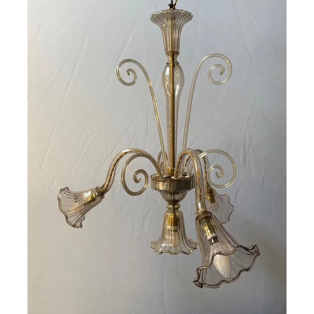 Gold Vintage Hanging Lamp in Murabo Glass from Chapelin Venini, 1930 For Sale - Image 8 of 8