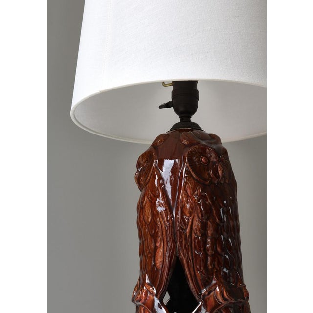 Michael Andersen & Son Art Nouveau Table Lamp with Owl Decor by Michael Andersen & Sons, 1920s For Sale - Image 4 of 15