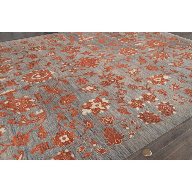 Gray Oversize Modern Gray Oushak Handmade Wool Rug For Sale - Image 8 of 13