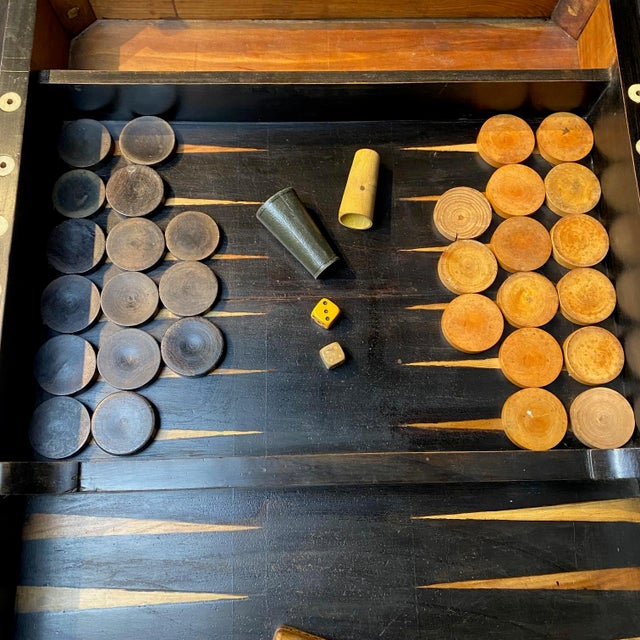 Antique French Inlaid Game Table With Reversible Chessboard Backgammon Top For Sale - Image 16 of 16