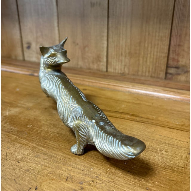 Vintage Brass Fox Figure For Sale - Image 4 of 5