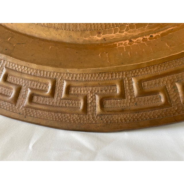 Mexican Large 23" Mexican Mid Century Hand Hammered Solid Copper Round Wall Plaque For Sale - Image 3 of 7