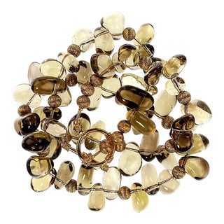 Necklace of Smooth Transparent Smoky Quartz For Sale