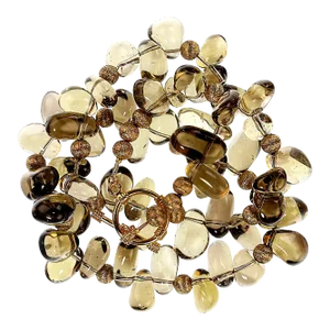 Necklace of Smooth Transparent Smoky Quartz