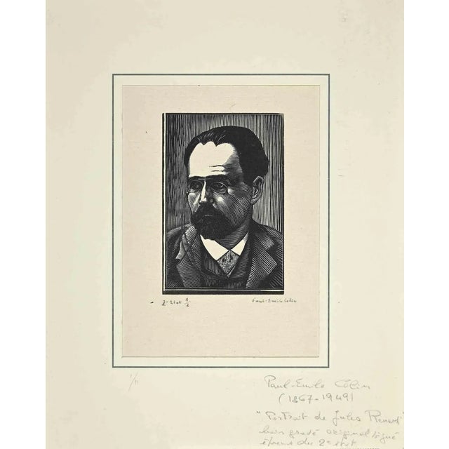 Paul Emile Colin, Portrait de Jules Renard, Woodcut, Early 20th Century For Sale