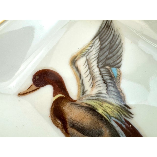 Vintage Mid-Century German Porcelain Duck Ashtray With Gilded Trim For Sale - Image 11 of 13