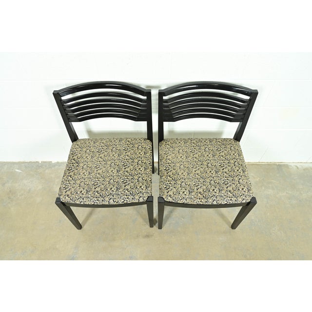 Early 21st Century Knoll Postmodern Black Lacquered Ricchio Side Chairs or Dining Chairs, Pair For Sale - Image 5 of 14