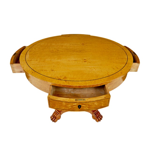 Traditional 19th Century Swedish Birch Circular Center Table, 1870s For Sale - Image 3 of 7