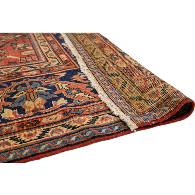 Textile 1880s Antique Floral Persian Sultanabad Wool Rug in Red For Sale - Image 7 of 9