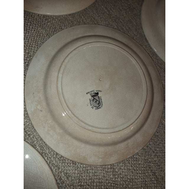 Antique White Sarreguemines French Faience Map Plates For Sale - Image 8 of 13