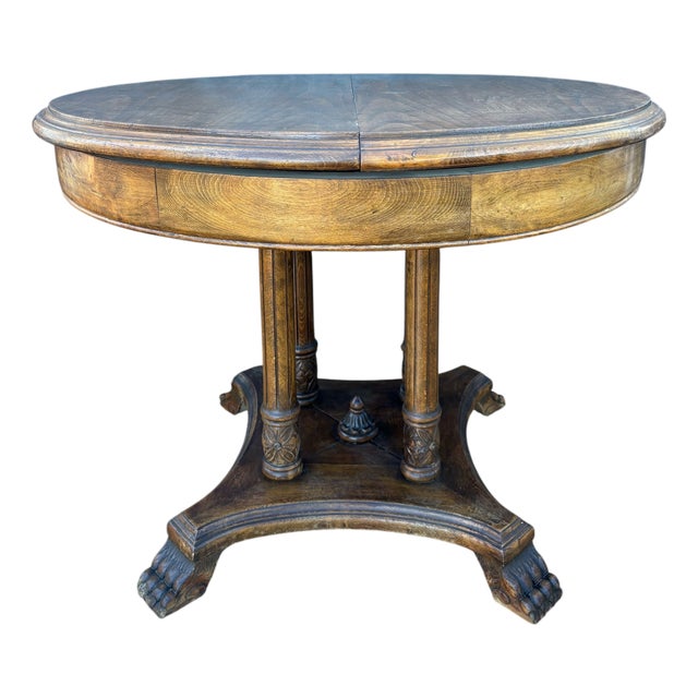 Spanish Neoclassical Revival Round Hardwood Table, 1930 For Sale