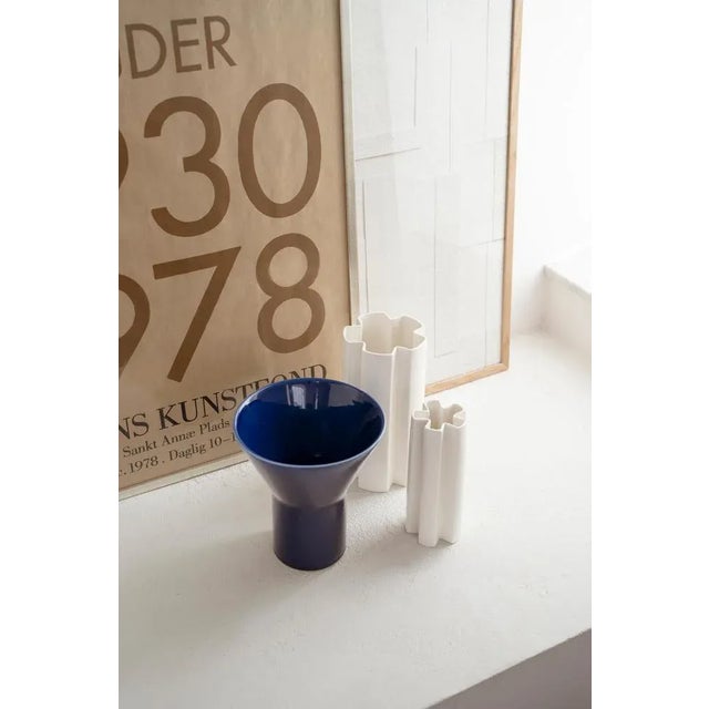 Large Blue Ceramic KYO Vases by Mazo Design, Set of 2 For Sale - Image 4 of 6