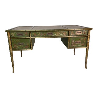 1950s Vintage Drexel Chinoiserie Bamboo Desk For Sale