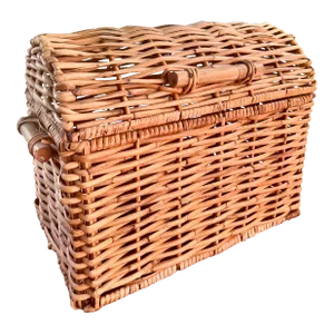 Vintage Woven Wicker Bamboo Rattan Trunk Chest