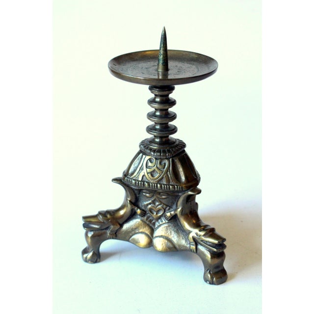 Mid-Century Modern Bronze Candle Stick for Wider Candles - Candle Holder - Vintage For Sale - Image 3 of 10