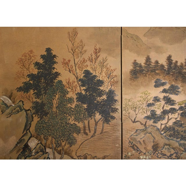 1960s Shōwa Era Japanese Byobu Screen "Landscape With Gazebo" For Sale - Image 11 of 17
