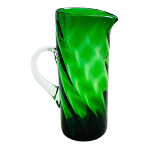Vintage Art Deco Green Blown Glass Pitcher