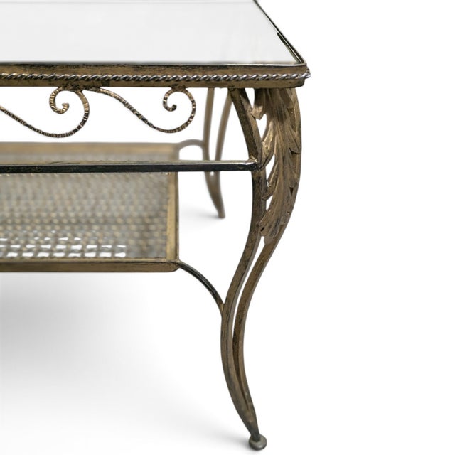 Late 20th Century Italianate-Style Scrollwork Metal and Glass Coffee Table For Sale - Image 15 of 16