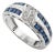 Modern 2.1 Carat Blue Sapphire & Diamond Statement Dome Band in 925 Silver - Size 7.5 For Sale