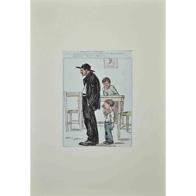 The Fired Worker is an original Modern Artwork realized in the first half of the 20th Century by Luigi Bompard (Bologna, 8...