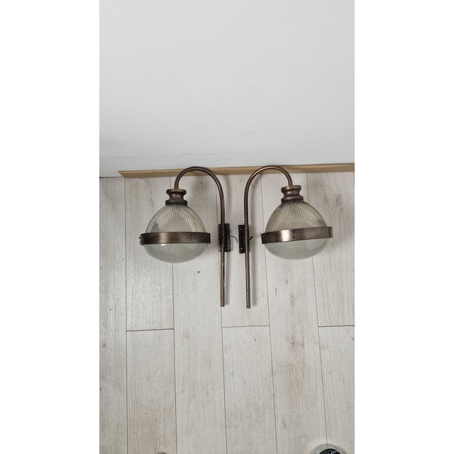 Vintage Wall Lamps in Burnished Brass by Sergio Mazza, Set of 2 For Sale - Image 13 of 13