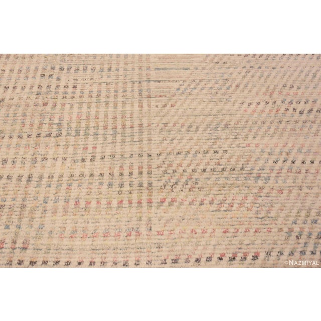 Light Blue And Ivory Background With Soft Rustic Tribal Pattern Modern Rug For Sale - Image 4 of 8