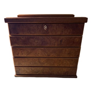 Late 20th Century Agresti Firenze Briar Burl Jewelry Chest With Key - 4 Drawer Italian Luxury Box For Sale