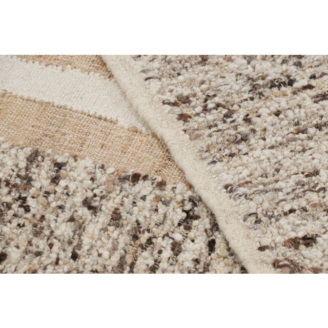 Textile Rug & Kilim’s Abstract Flatweave with Cream and Beige Geometric Patterns - 3x12 For Sale - Image 7 of 7