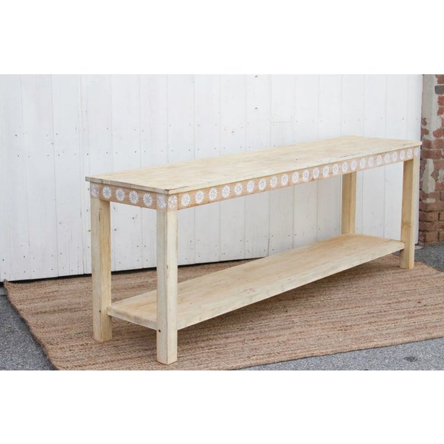 Bleached Teak Blossom Inlaid Console For Sale - Image 11 of 13