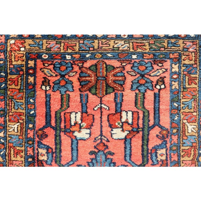 Antique Persian Lilihan Rug in All-Over Design in Jewel Tones and Pink Field For Sale - Image 4 of 11