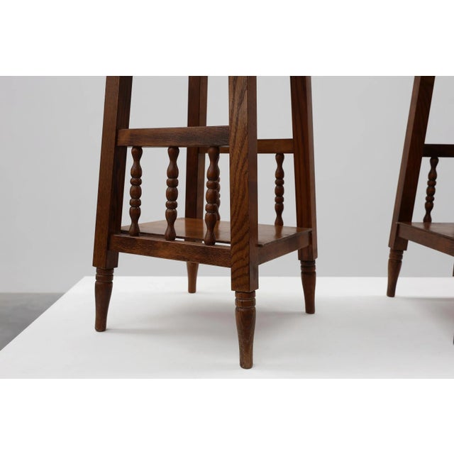 Mid-Century Modern 20th Century Rustic Wooden Side Tables with Ceramic Tile Top, France, 1940s, Set of 2 For Sale - Image 3 of 16