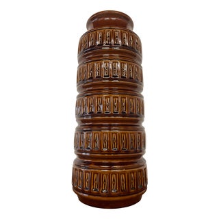 Large Sculptural Brown Glazed Ceramic Vase from Scheurich, West Germany, 1960s For Sale