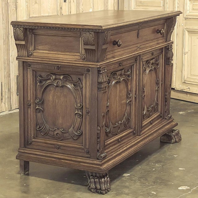Antique French Louis XIV Renaissance Revival White Oak Buffet For Sale - Image 16 of 18