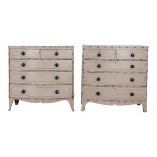 Pair of Painted Faux Bamboo Dressers French, Late 19th Century For Sale