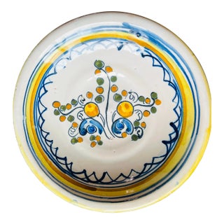 Vintage Talavera Mexico Flowered Shallow Bowl Wall Hanging. For Sale