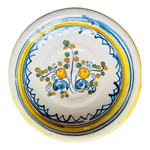 Vintage Talavera Mexico Flowered Shallow Bowl Wall Hanging.