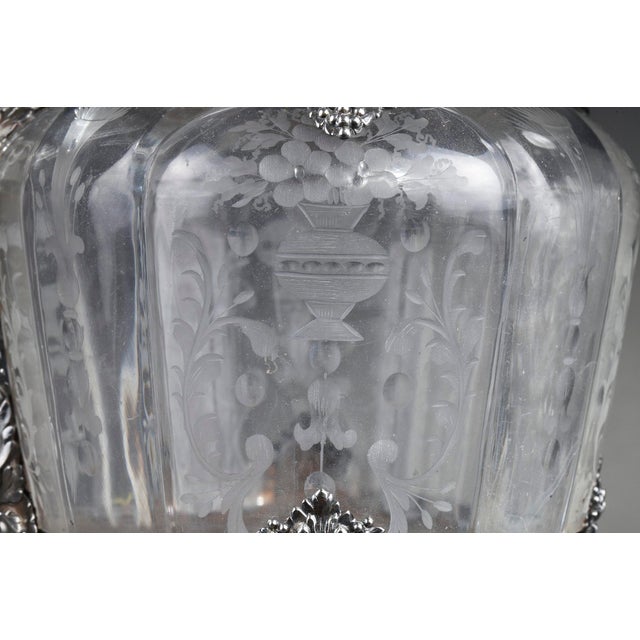 19th Century Ewers with Engraved Crystal and Silver Mounts, 1880, Set of 2 For Sale - Image 8 of 18
