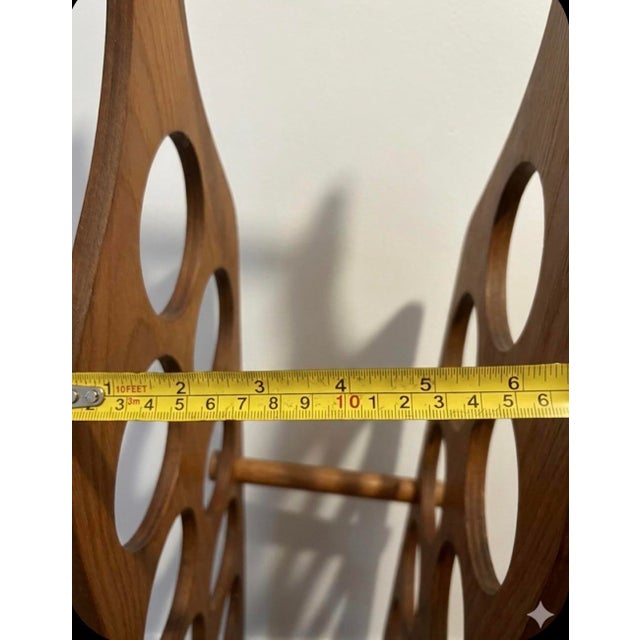 Wood Mid-Century Modern 12-Bottle Shaped Wooden Wine Rack Caddy For Sale - Image 7 of 9
