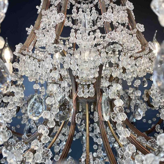 Italian Beaded Crystal 10-Light Dining Room Chandelier, 1950s For Sale - Image 13 of 15