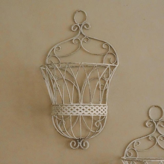 French Country White Wall-Mounted Hay Rack, Set of 2 For Sale - Image 10 of 12