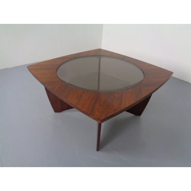 Mid-Century Modern Vintage Rosewood and Glass Coffee Table, Denmark, 1960s For Sale - Image 3 of 13